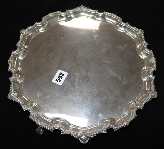 A 1930s silver salver by Asprey & Co, London 1935, 32.5 oz.